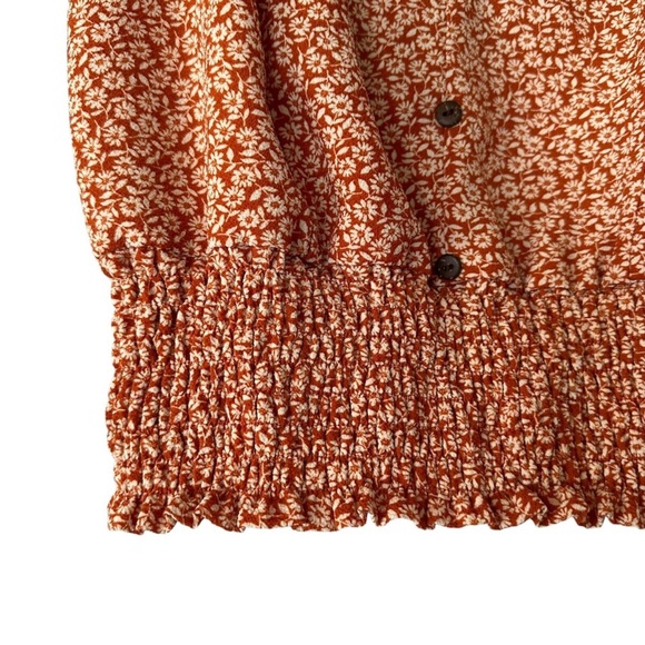 Monteau Ditsy Print Peasant Blouse M Floral Cottage Coquette Off Shoulder Crop - Picture 3 of 6